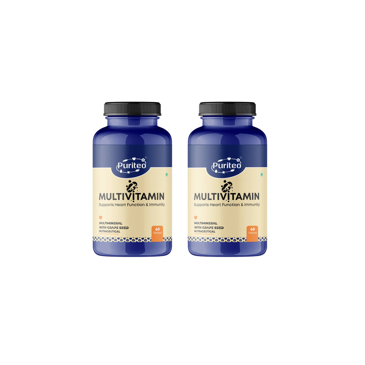 Puriteo Multivitamin Tablet - Multimineral & Grape Seed Formula | Boosts Energy, Strength & Overall Health
