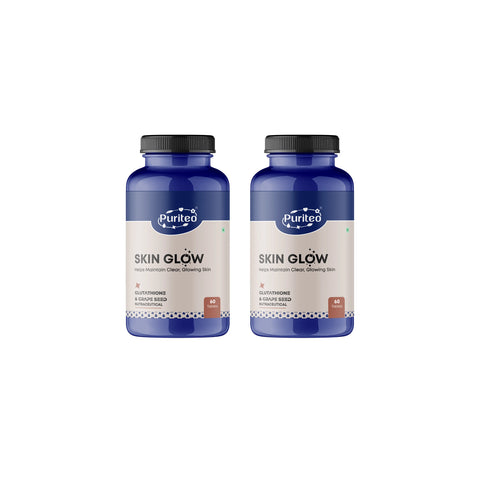 Puriteo Skin Glow Tablet - L-Glutathione & Grape Seed Formula | Enhances Radiance, Hydration & Skin Health