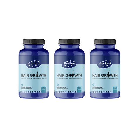 Puriteo Hair Growth Tablets | Biotin & Iron Formula | Reduces Hair Fall, Promotes Growth & Shine