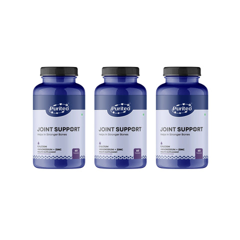 Puriteo Joint Support Tablet - Calcium, Magnesium & Zinc Formula | Promotes Flexibility, Comfort & Joint Health