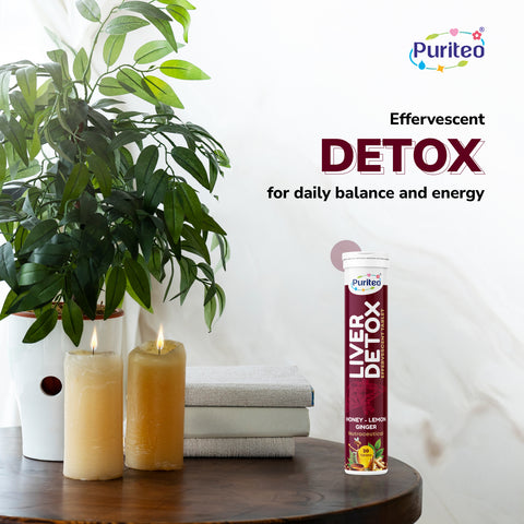 Puriteo Liver Cleanse & Detox Support | Effervescent Antioxidant Formula | Daily Detox & Metabolism Booster