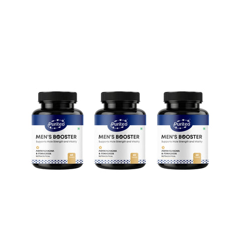Puriteo Men Booster Tablet - Ashwagandha & Fenugreek Formula | Enhances Strength, Energy & Vitality