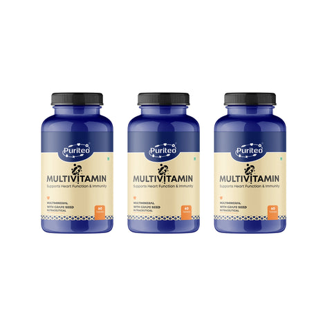 Puriteo Multivitamin Tablet - Multimineral & Grape Seed Formula | Boosts Energy, Strength & Overall Health