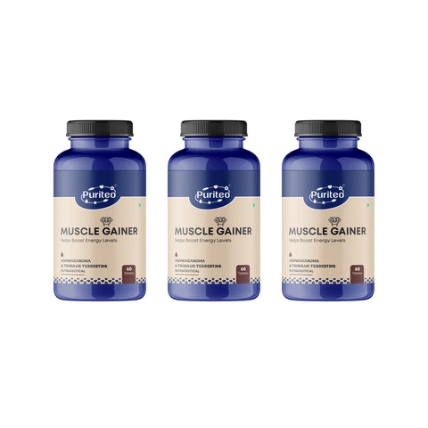 Puriteo Muscle Gainer Tablet - Ashwagandha & Tribulus Formula | Supports Strength, Recovery & Muscle Growth