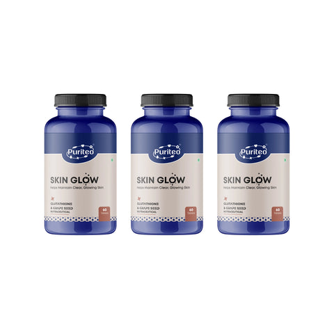 Puriteo Skin Glow Tablet - L-Glutathione & Grape Seed Formula | Enhances Radiance, Hydration & Skin Health