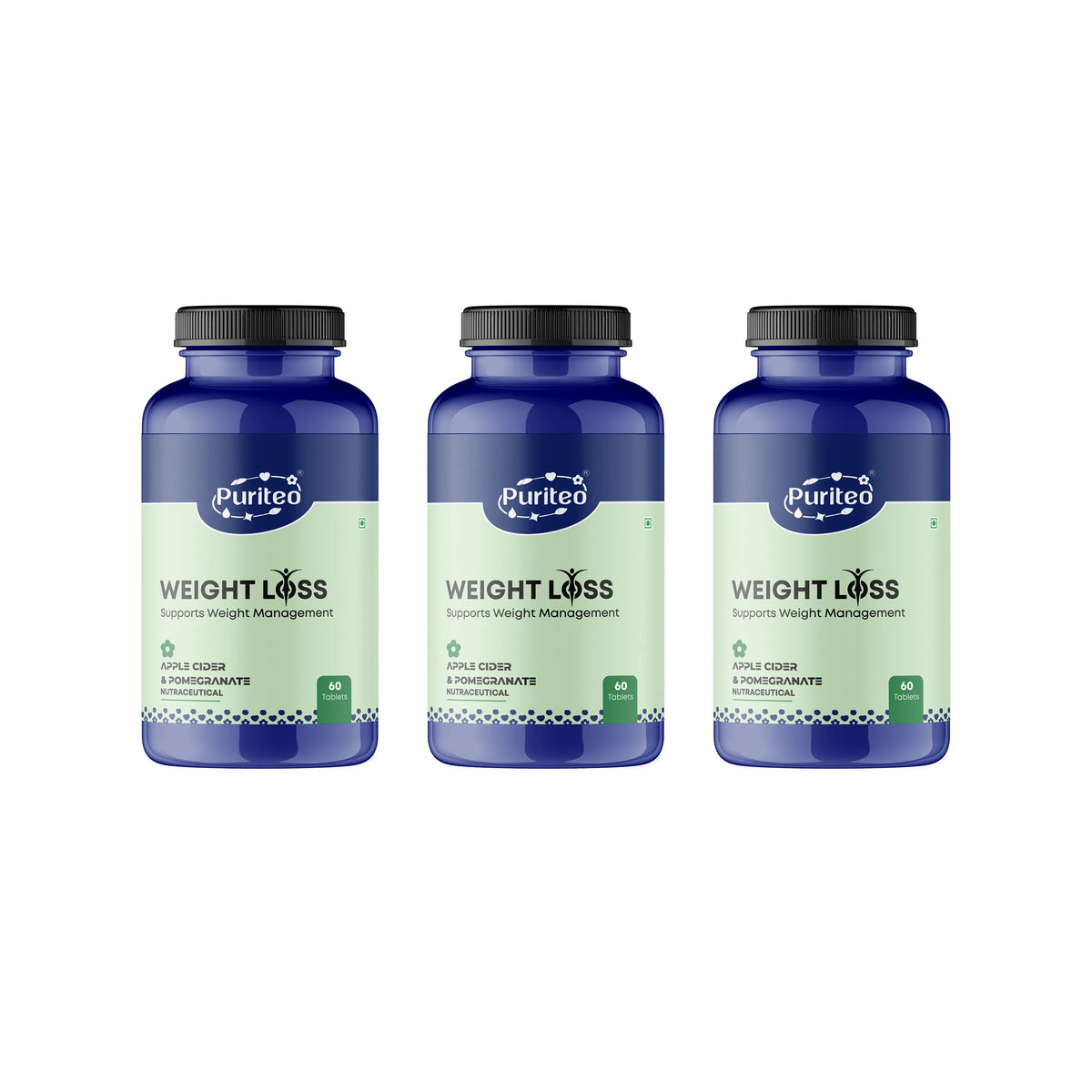Puriteo Weight Loss Tablet - Apple Cider & Pomegranate Formula | Supports Fat Burning & Metabolism