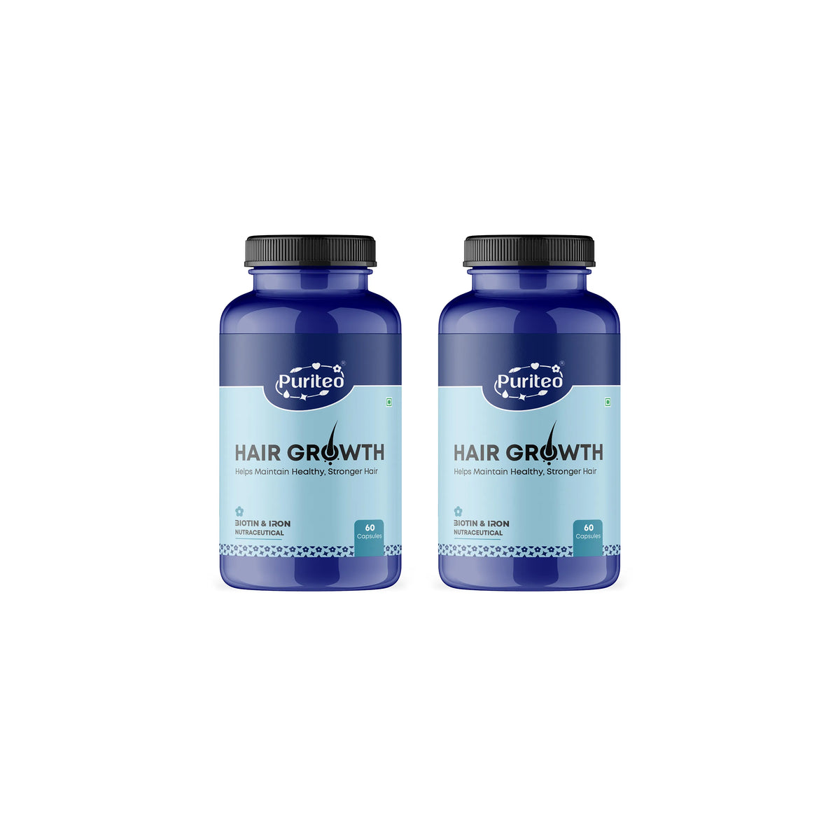 Puriteo Hair Growth Capsule - Biotin & Iron Formula | Reduces Hair Fall & Promotes Thick, Healthy Hair