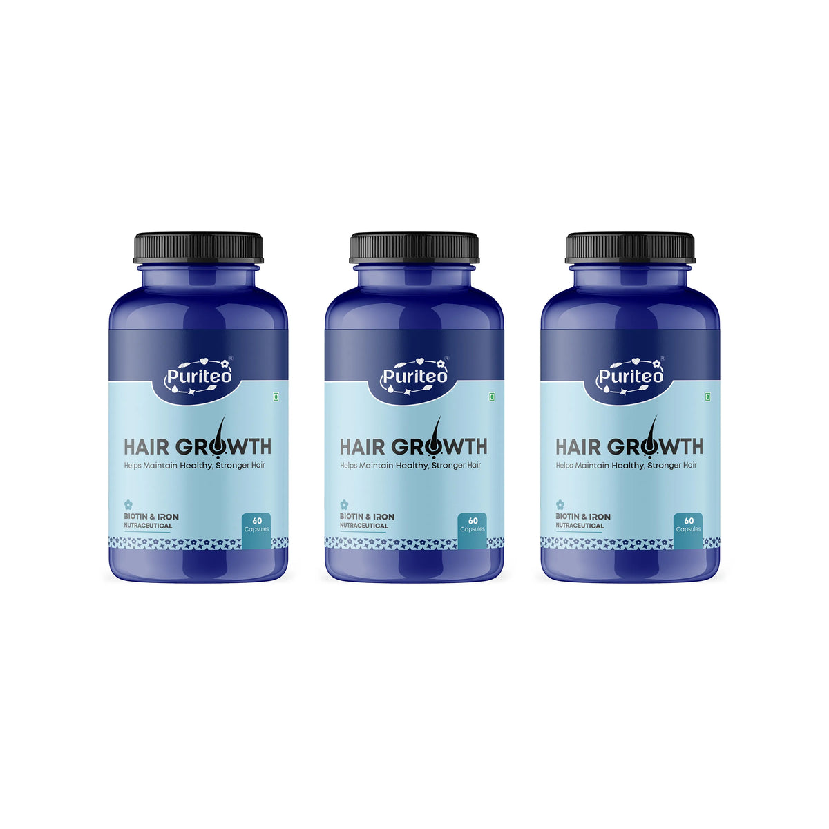 Puriteo Hair Growth Capsule - Biotin & Iron Formula | Reduces Hair Fall & Promotes Thick, Healthy Hair
