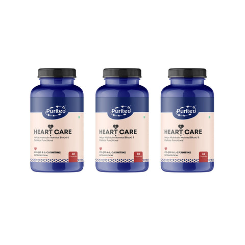 Puriteo Heart Care Capsule - Co-Q10 & L-Carnitine Formula | Supports Cardiovascular Health & Blood Flow