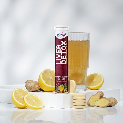 Puriteo Liver Cleanse & Detox Support | Effervescent Antioxidant Formula | Daily Detox & Metabolism Booster