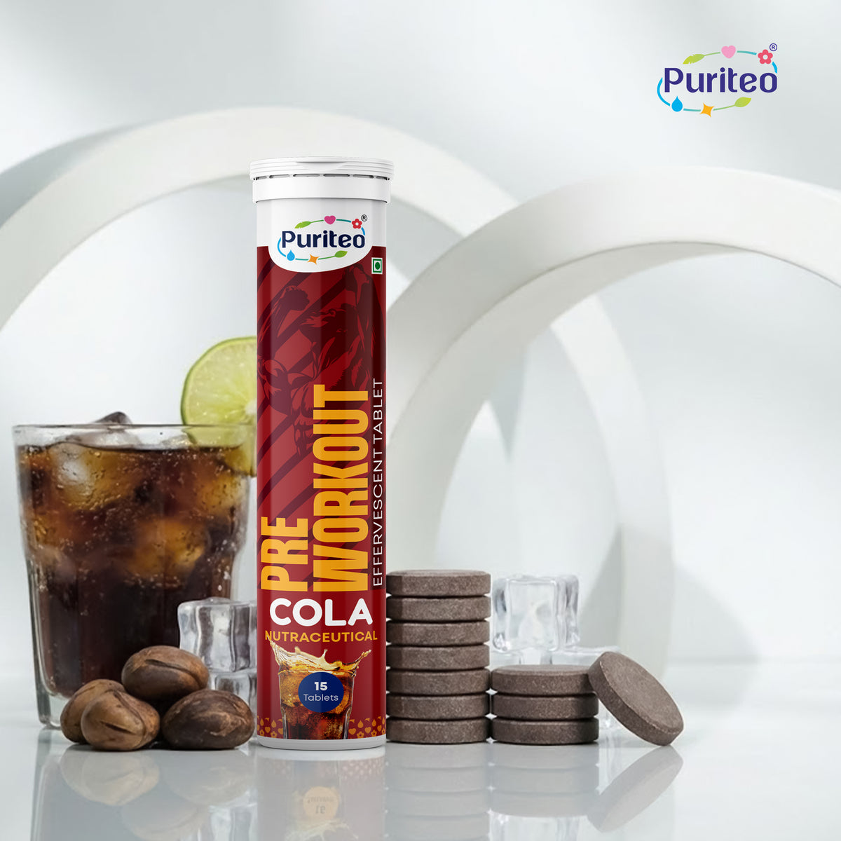 Puriteo Pre Workout Effervescent Tablets for Energy, Strength, Focus & Intense Performance Boost