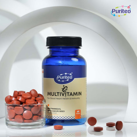 Puriteo Multivitamin Tablet - Multimineral & Grape Seed Formula | Boosts Energy, Strength & Overall Health