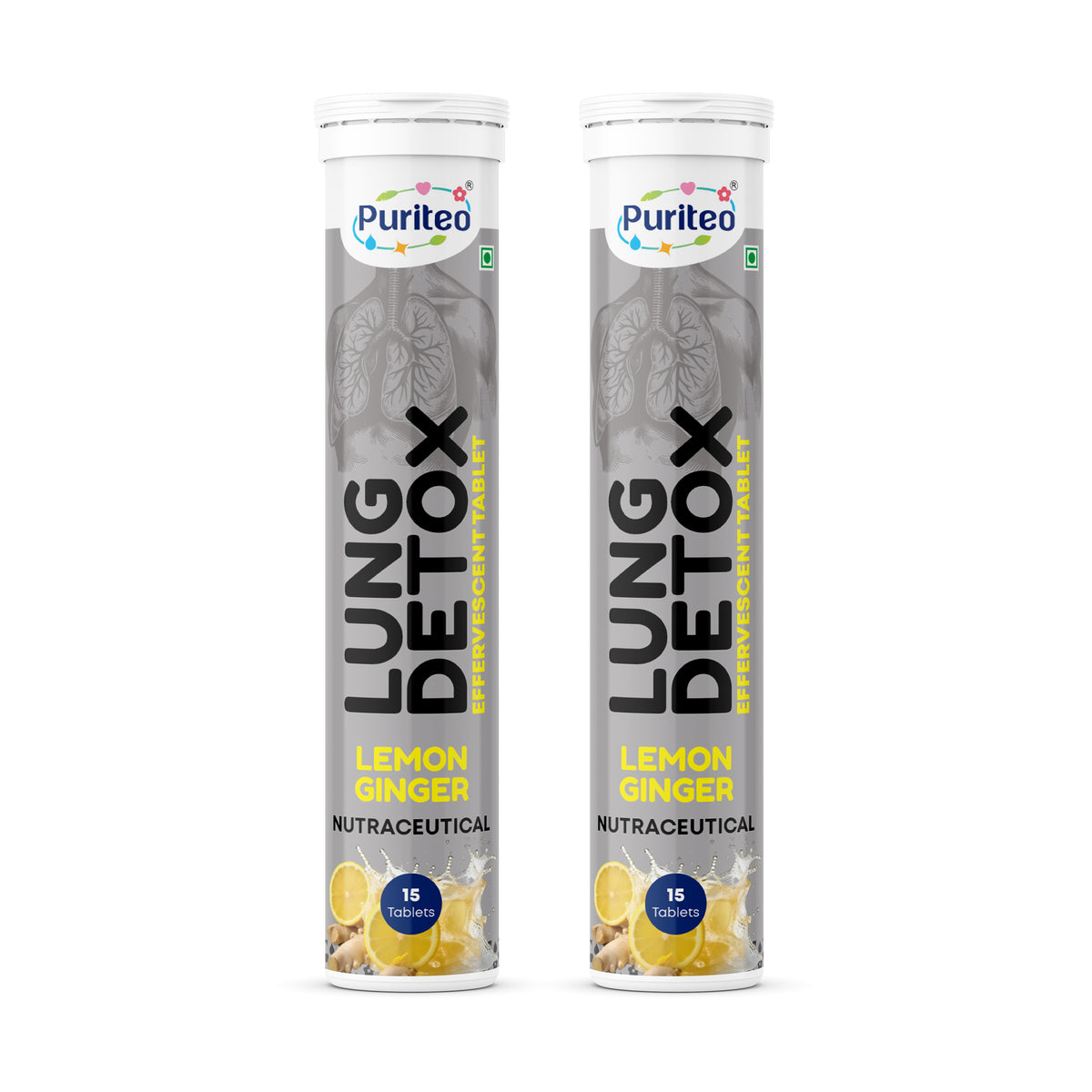 Puriteo Lung Detox Effervescent Tablets for Easy Breathing, Airway Cleanse, Lung Support & Wellness