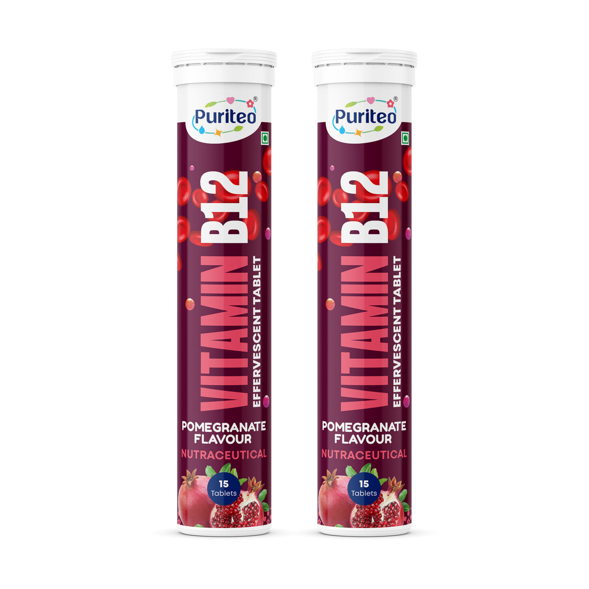 Puriteo Vitamin B12 Effervescent Tablets for Energy, Nerve Health, Red Blood Cell Support & Daily Vitality