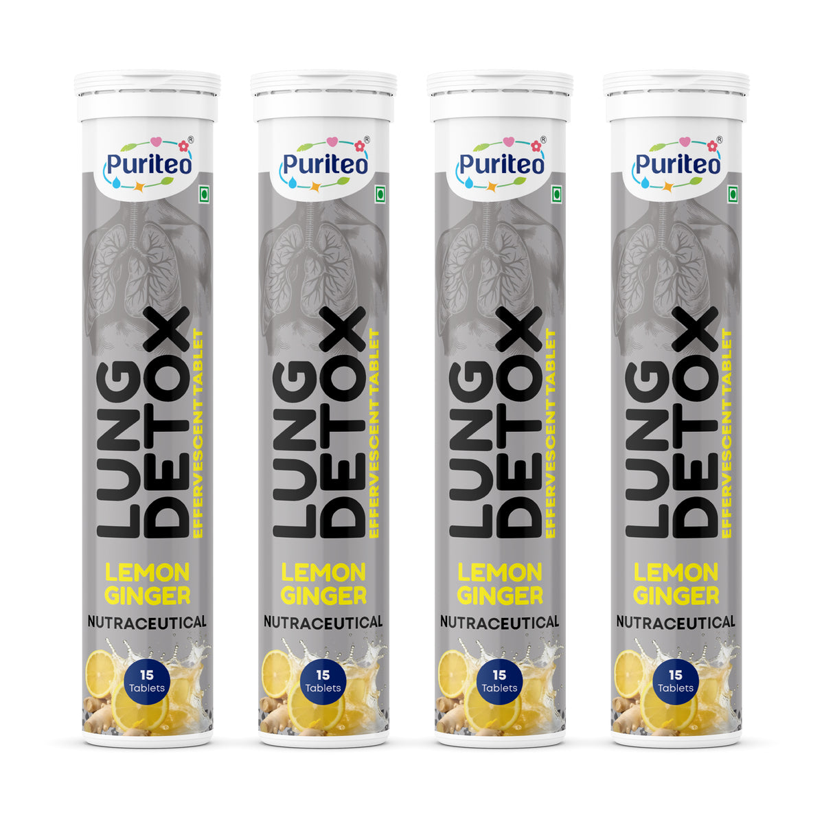 Puriteo Lung Detox Effervescent Tablets for Easy Breathing, Airway Cleanse, Lung Support & Wellness
