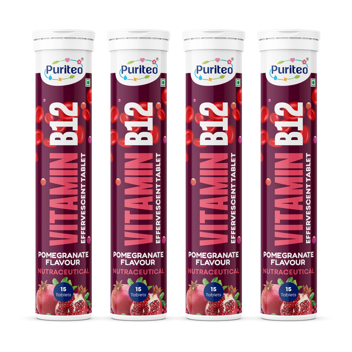 Puriteo Vitamin B12 Effervescent Tablets for Energy, Nerve Health, Red Blood Cell Support & Daily Vitality
