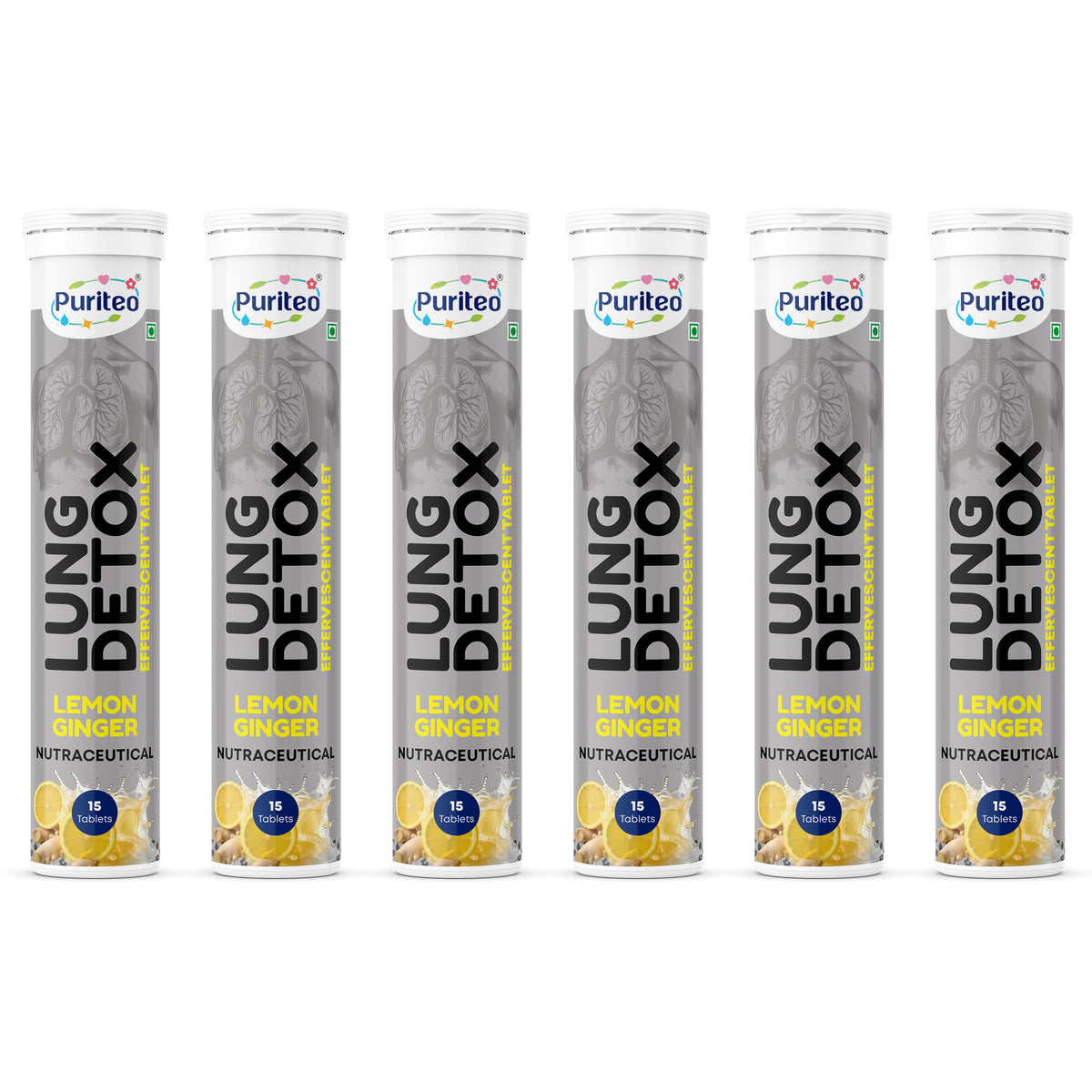 Puriteo Lung Detox Effervescent Tablets for Easy Breathing, Airway Cleanse, Lung Support & Wellness