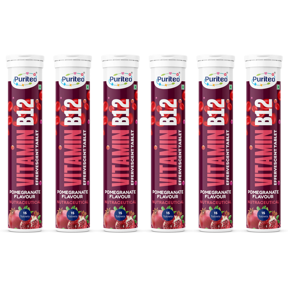 Puriteo Vitamin B12 Effervescent Tablets for Energy, Nerve Health, Red Blood Cell Support & Daily Vitality