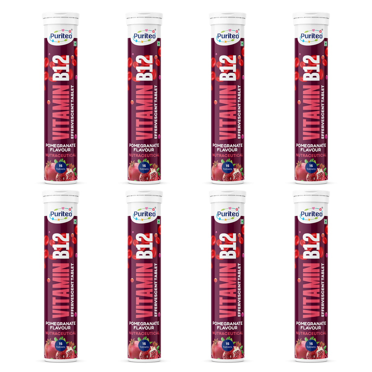 Puriteo Vitamin B12 Effervescent Tablets for Energy, Nerve Health, Red Blood Cell Support & Daily Vitality