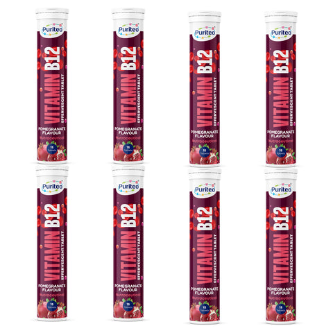 Puriteo B12 Effervescent Tablets for Instant Energy Uplift, Better Cognitive Function, Immunity & Active Day Performance