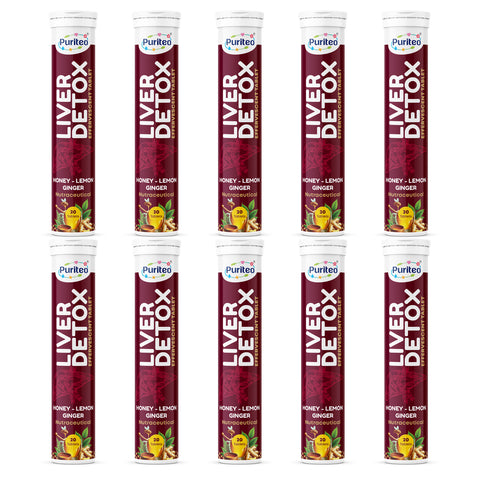 Puriteo Liver Cleanse & Detox Support | Effervescent Antioxidant Formula | Daily Detox & Metabolism Booster