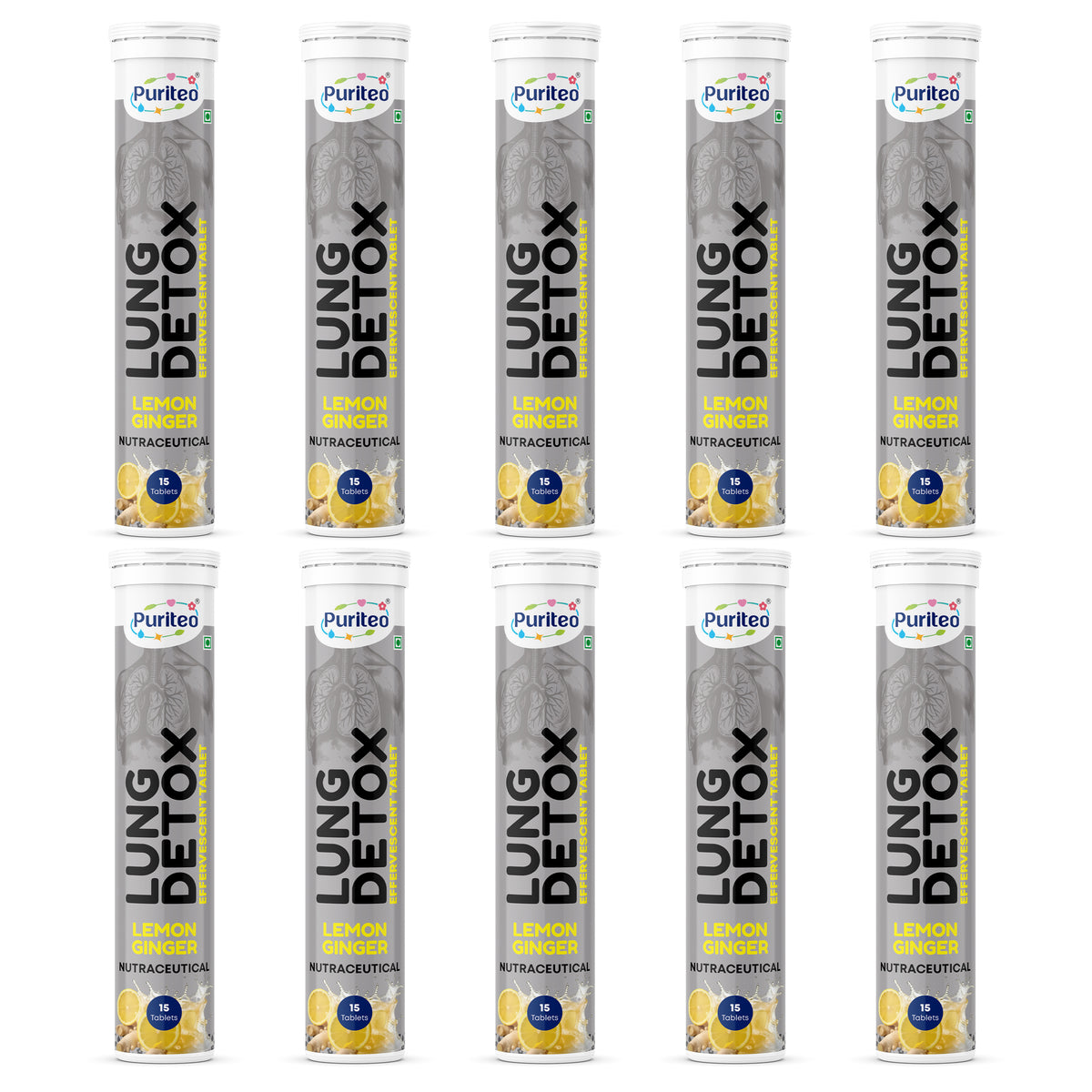 Puriteo Lung Detox Effervescent Tablets for Easy Breathing, Airway Cleanse, Lung Support & Wellness
