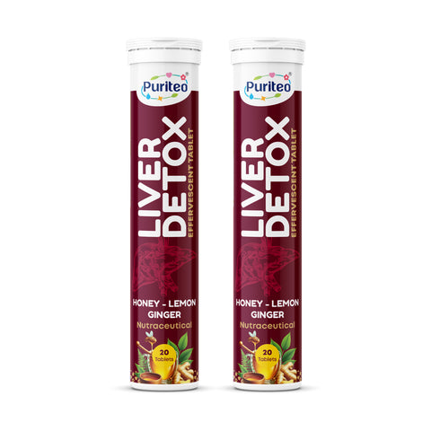 Puriteo Liver Cleanse & Detox Support | Effervescent Antioxidant Formula | Daily Detox & Metabolism Booster