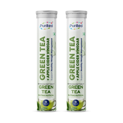 Puriteo Green Tea ACV Effervescent Tablets | Supports Metabolism & Fat Burner