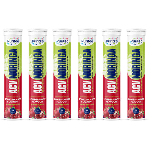 Puriteo ACV Moringa Effervescent Tablets for Natural Weight Management, Detox & Wellness, Fat Loss & Gut Health