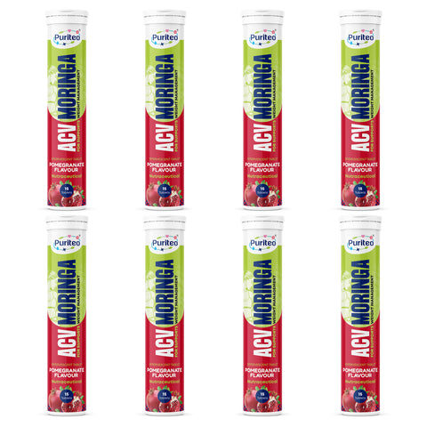 Puriteo ACV Moringa Effervescent Tablets for Natural Weight Management, Detox & Wellness, Fat Loss & Gut Health