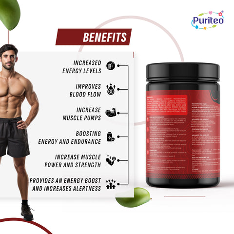 Pre-Workout Powder | Improves Blood Flow | Workout Supplement | Boosting Energy and Endurance