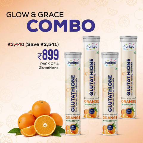 Glow & Grace Combo | Puriteo L-Glutathione Effervescent Tablets – Pack of 4