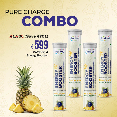 Pure Charge Combo | Puriteo Energy Booster Effervescent Tablets - Pack of 4