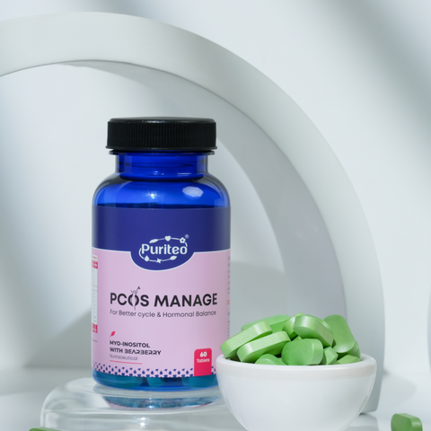 Puriteo PCOS Management Tablet - Myo Inositol & Bearberry Formula | Balances Hormones & Supports Menstrual Health